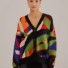  MIXED FLOWERS BANANAS KNIT CARDIGAN