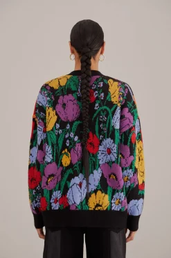  MIXED FLOWERS BANANAS KNIT CARDIGAN