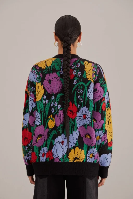  MIXED FLOWERS BANANAS KNIT CARDIGAN