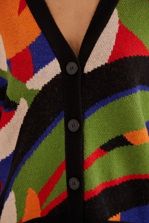  MIXED FLOWERS BANANAS KNIT CARDIGAN