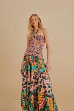  MIXED HEART IVY SCARF SLEEVELESS MIDI DRESS