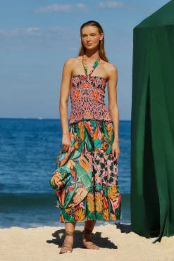 MIXED HEART IVY SCARF SLEEVELESS MIDI DRESS