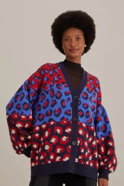  MIXED LEOPARDS KNIT CARDIGAN