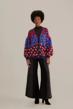  MIXED LEOPARDS KNIT CARDIGAN