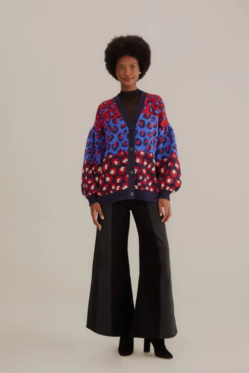  MIXED LEOPARDS KNIT CARDIGAN