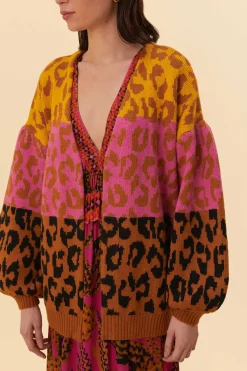  MIXED LEOPARDS KNIT CARDIGAN