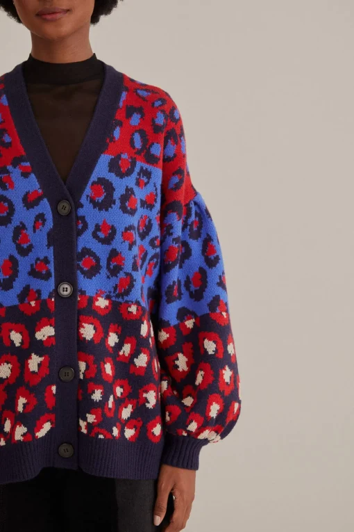  MIXED LEOPARDS KNIT CARDIGAN