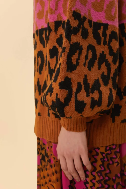  MIXED LEOPARDS KNIT CARDIGAN