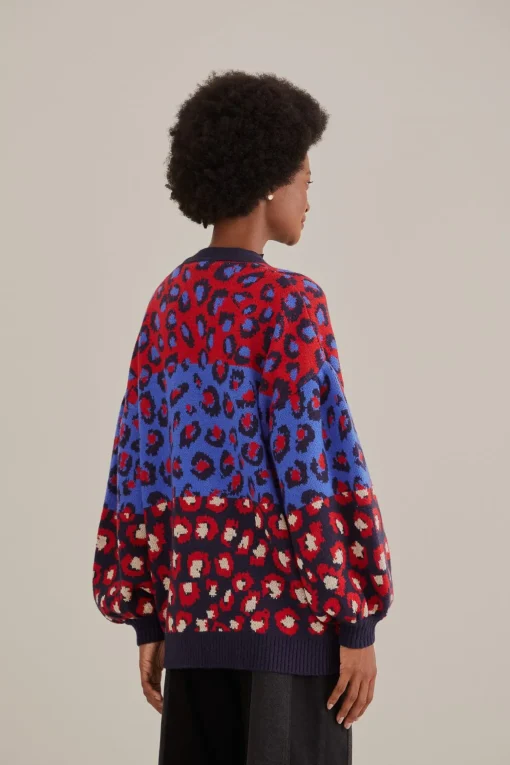  MIXED LEOPARDS KNIT CARDIGAN
