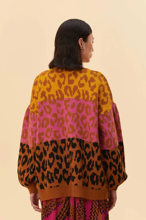  MIXED LEOPARDS KNIT CARDIGAN