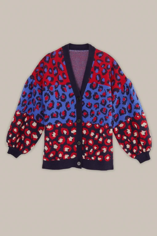  MIXED LEOPARDS KNIT CARDIGAN