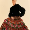  MULTICOLOR AINIKA FLORAL GARDEN TIERED MAXI SKIRT
