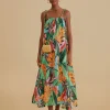 MULTICOLOR BANANA FOLIAGE SLEEVELESS MIDI DRESS