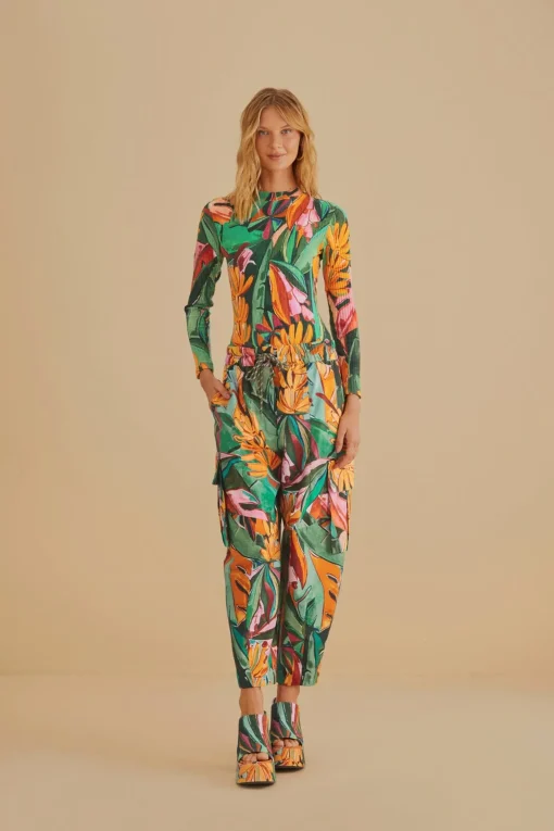  MULTICOLOR BANANA FOLIAGE ORGANIC COTTON BODYSUIT