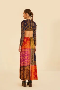  MULTICOLOR BANDANA DREAM CUT OUT MAXI DRESS