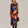 MULTICOLOR GRAPHIC BANANAS LENZING™ ECOVERO™ VISCOSE MIDI DRESS
