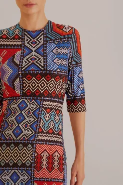  MULTICOLOR RAUTI SHORT SLEEVE MIDI DRESS