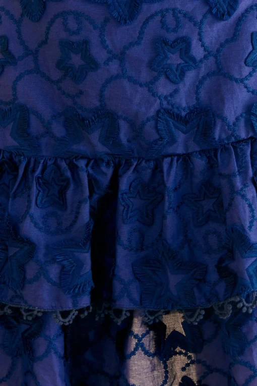  NAVY BLUE 3D STAR TEXTURE MINI SKIRT