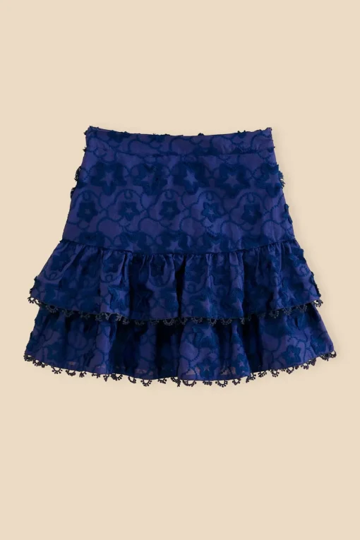  NAVY BLUE 3D STAR TEXTURE MINI SKIRT