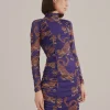 NAVY BLUE LEOPARDS  HIGH NECK MIDI DRESS