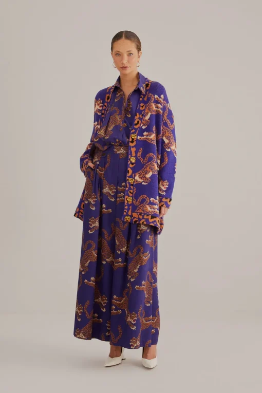  NAVY BLUE LEOPARDS KNIT CARDIGAN