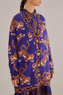  NAVY BLUE LEOPARDS KNIT CARDIGAN