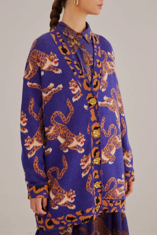  NAVY BLUE LEOPARDS KNIT CARDIGAN