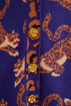  NAVY BLUE LEOPARDS KNIT CARDIGAN