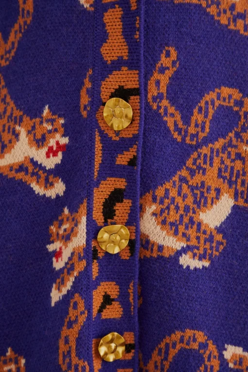  NAVY BLUE LEOPARDS KNIT CARDIGAN
