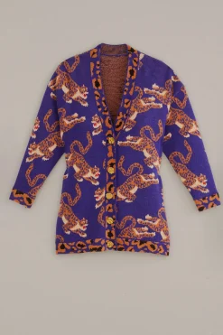 NAVY BLUE LEOPARDS KNIT CARDIGAN
