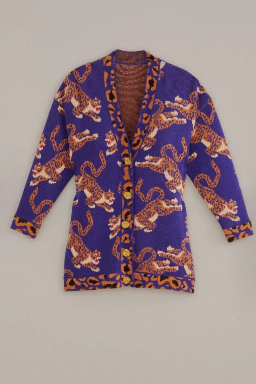  NAVY BLUE LEOPARDS KNIT CARDIGAN
