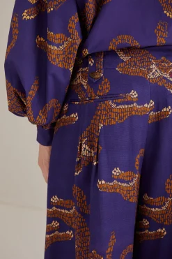  NAVY BLUE LEOPARDS TAILORED PANTS