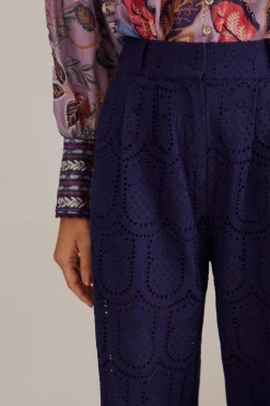  NAVY BLUE PINEAPPLE EYELET PANTS