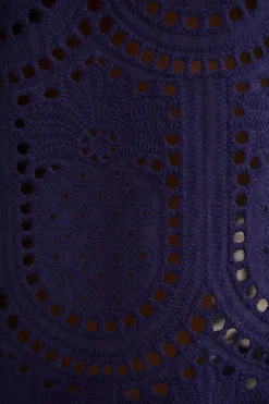  NAVY BLUE PINEAPPLE EYELET PANTS
