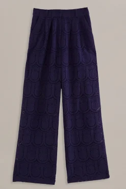  NAVY BLUE PINEAPPLE EYELET PANTS
