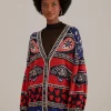  NAVY MIXED PRINTS KNIT CARDIGAN