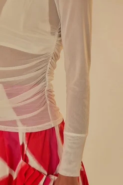  OFF WHITE TULLE LONG SLEEVED BLOUSE