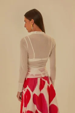  OFF WHITE TULLE LONG SLEEVED BLOUSE
