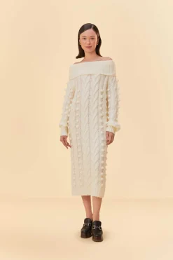  OFF-WHITE BRAIDED MIDI SWEATER DRESS