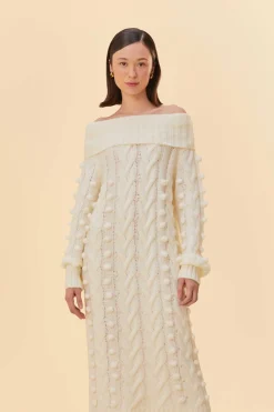  OFF-WHITE BRAIDED MIDI SWEATER DRESS