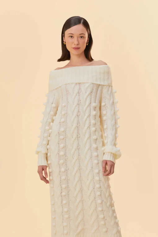  OFF-WHITE BRAIDED MIDI SWEATER DRESS