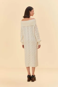  OFF-WHITE BRAIDED MIDI SWEATER DRESS
