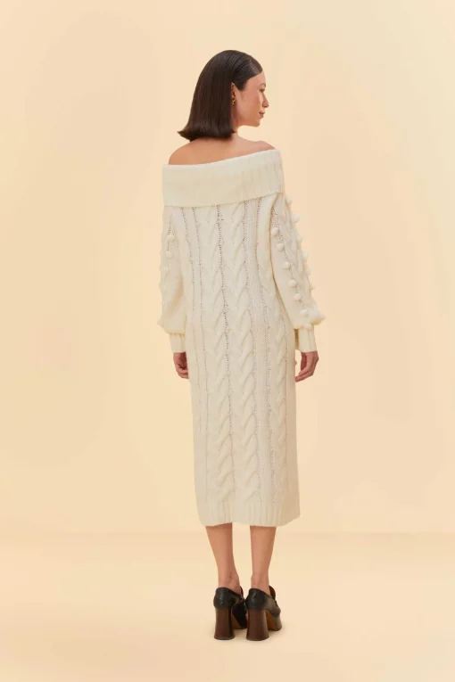  OFF-WHITE BRAIDED MIDI SWEATER DRESS