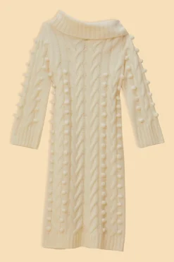  OFF-WHITE BRAIDED MIDI SWEATER DRESS