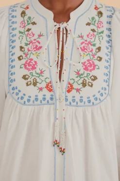  OFF-WHITE EMBROIDERED MIDI DRESS