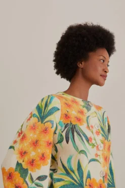  OFF-WHITE PINEAPPLE BLOOM KNIT CARDIGAN