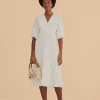 OFF-WHITE RUFFLE TASSELS MIDI DRESS