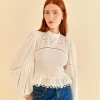  OFF-WHITE SMOCKED BLOUSE