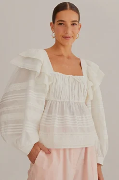  OFF-WHITE SQUARE NECKLINE BLOUSE