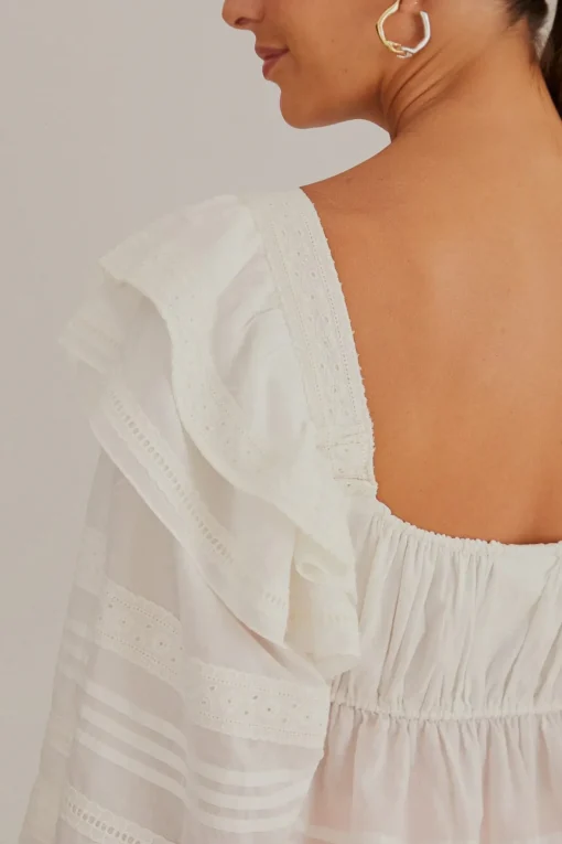  OFF-WHITE SQUARE NECKLINE BLOUSE